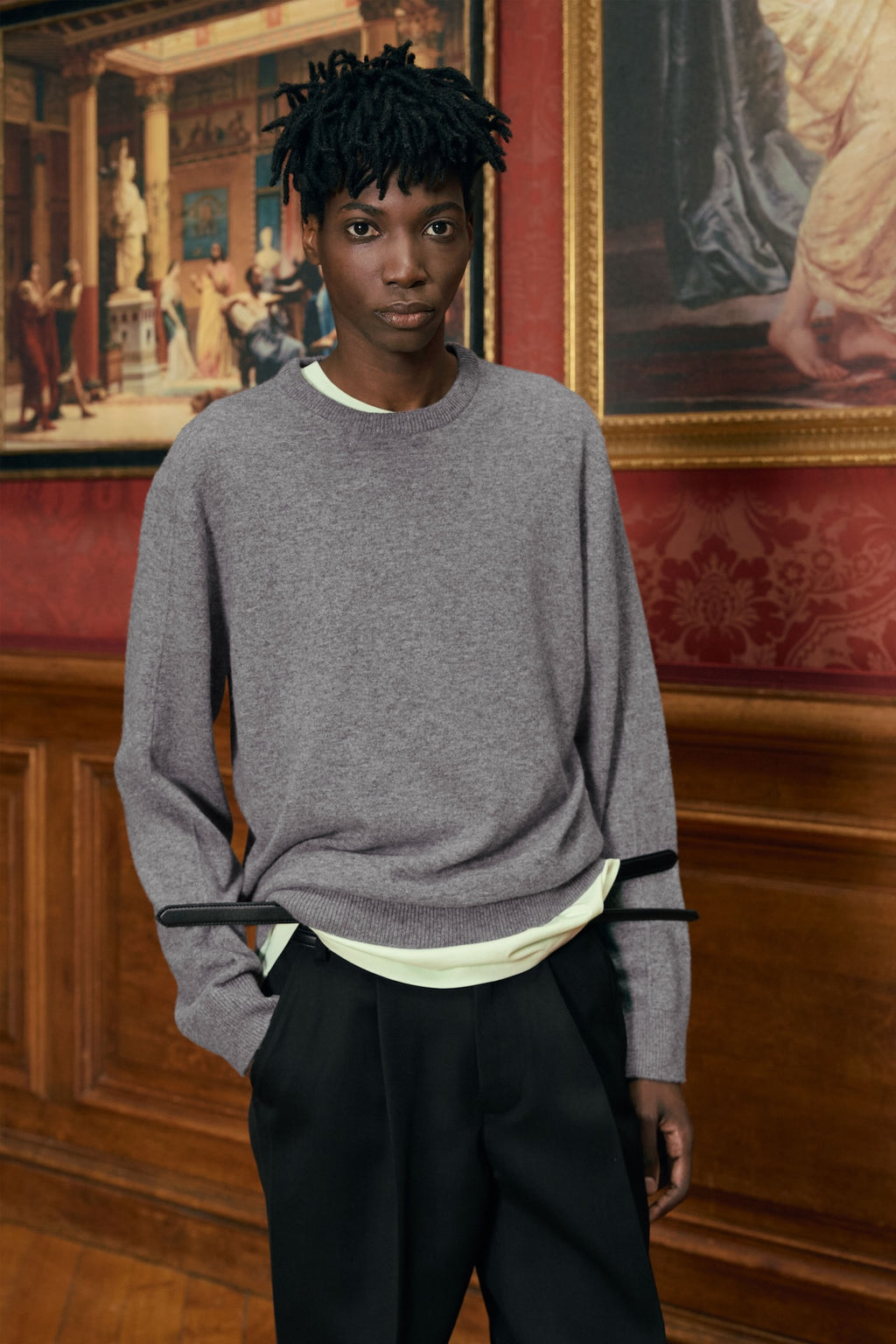 STU - Pin Tuck Round Neck Knit (Grey) product image 9 | TRAB K-Fashion Australia
