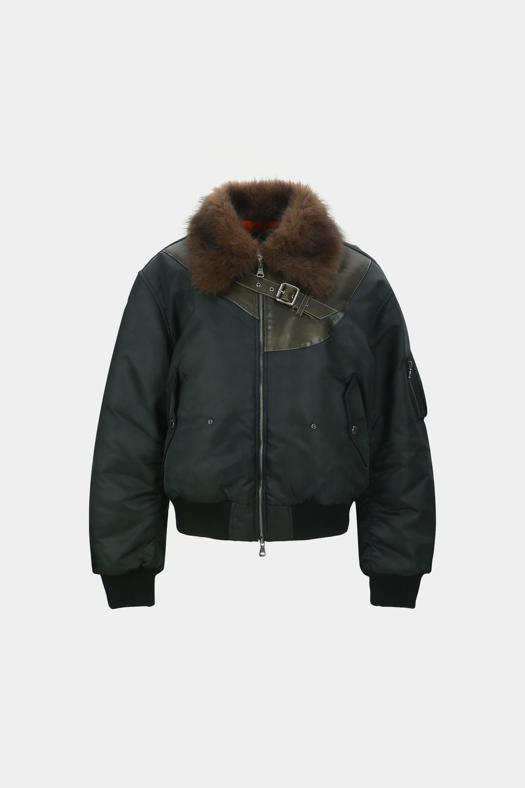 Andersson Bell - Fur Collar Leather Patch Ma-1 Bomber (Black) product image 16 | TRAB K-Fashion Australia
