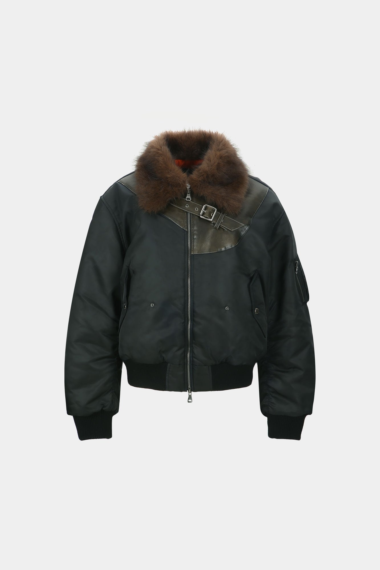 Andersson Bell - Fur Collar Leather Patch Ma-1 Bomber (Black) product image 16 | TRAB K-Fashion Australia