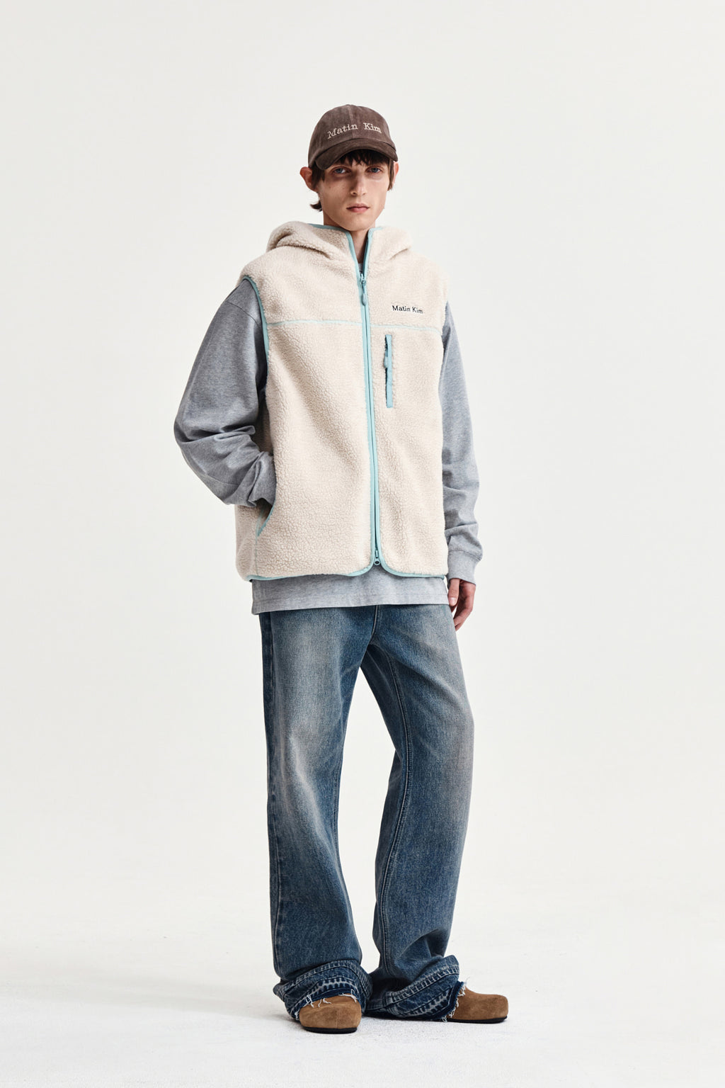 Matin Kim - Fleece Hoody Vest (Ivory) product image 13 | TRAB K-Fashion Australia