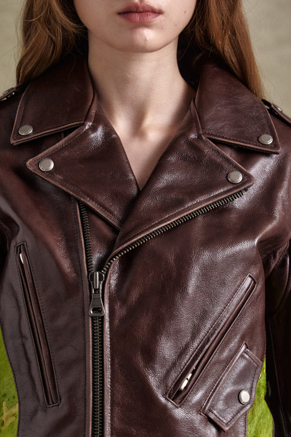 Andersson Bell - Paneled Crop Rider Jacket (Brown) product image 4 | TRAB K-Fashion Australia