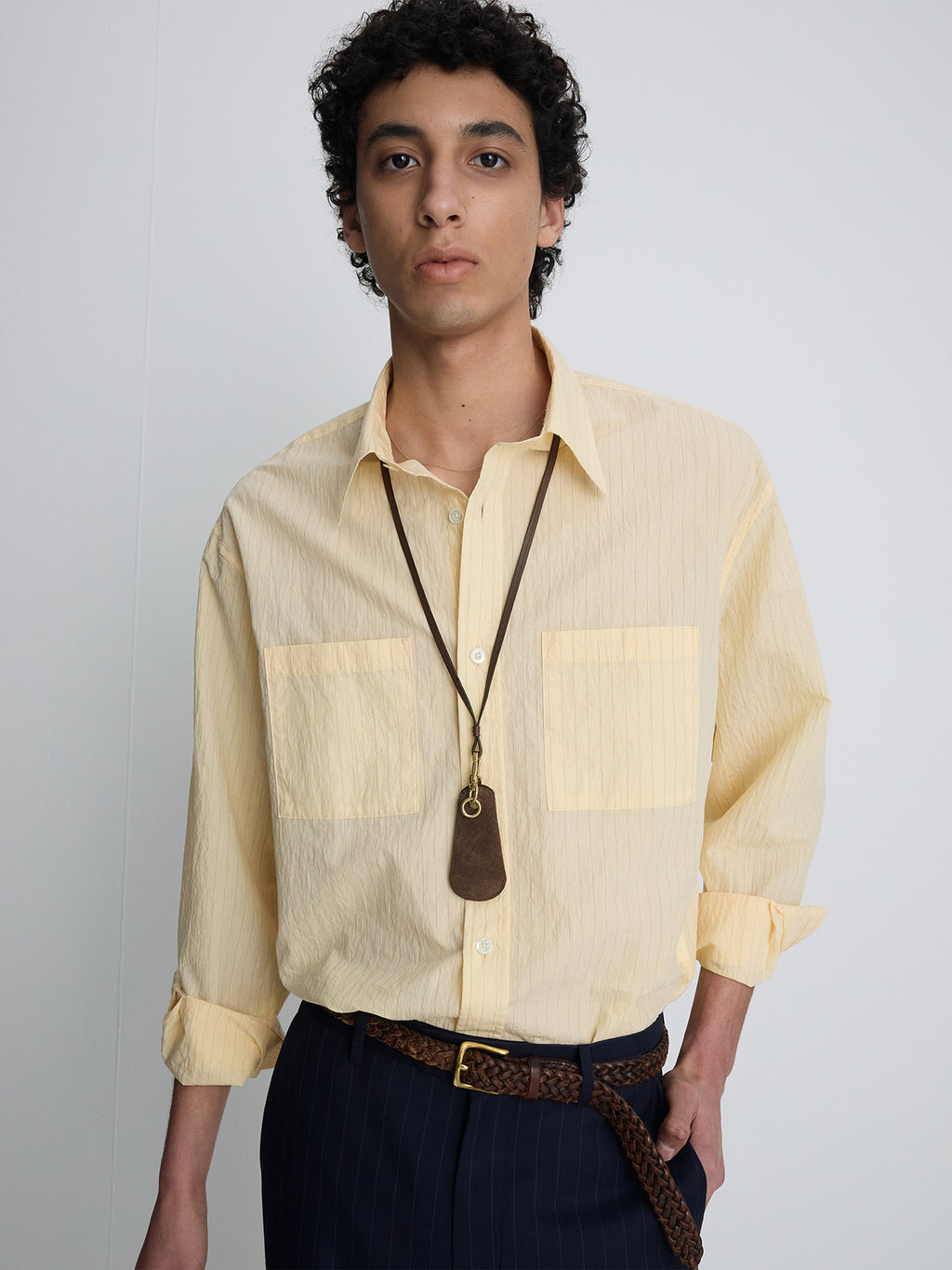 Tonywack - Pinstriped Cotton Blend Shirt (Pale Yellow) product image 8 | TRAB K-Fashion Australia