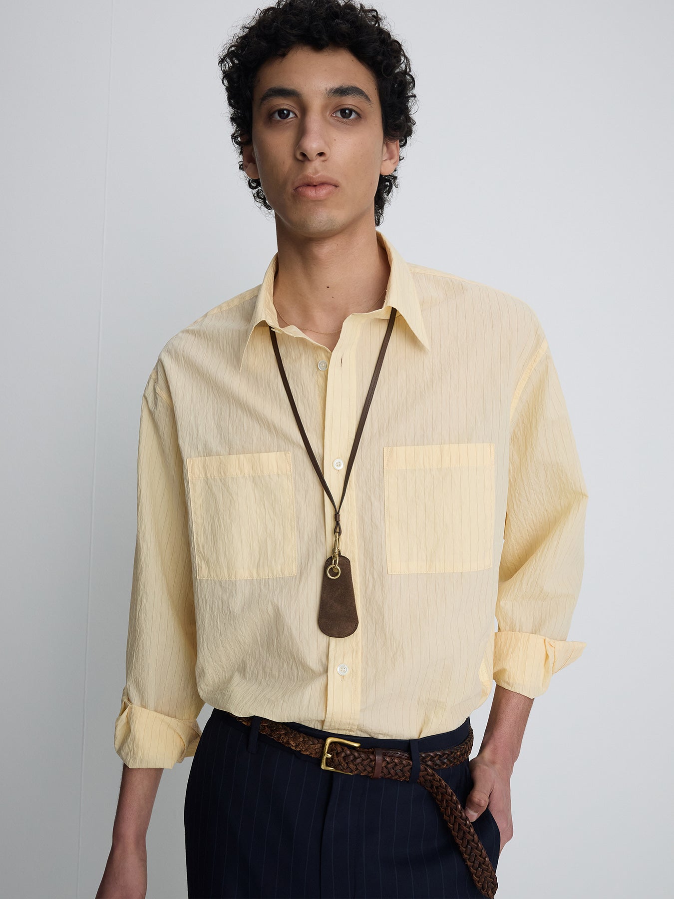 Tonywack - Pinstriped Cotton Blend Shirt (Pale Yellow) product image 8 | TRAB K-Fashion Australia