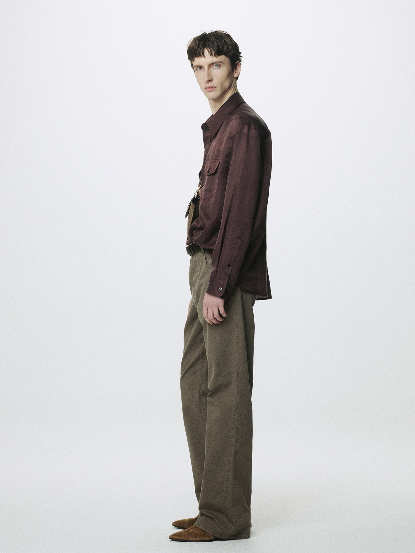Tonywack - Silk Cotton Double Pocket Shirt (Vintage Maroon) product image 2 | TRAB K-Fashion Australia