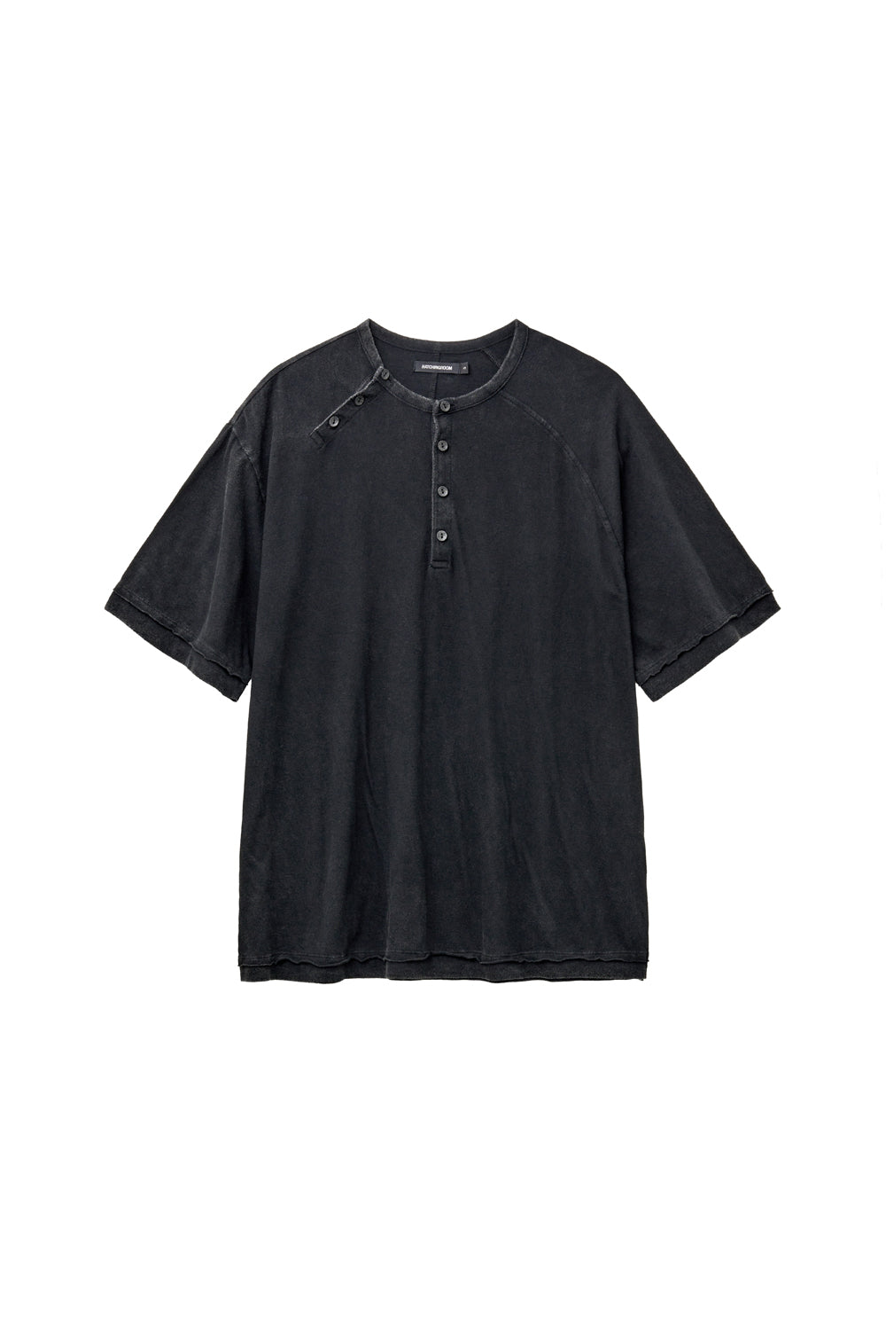 Hatchingroom - Double Henley Neck Tee 1/2 Dusty (Black) product image 1 | TRAB K-Fashion Australia
