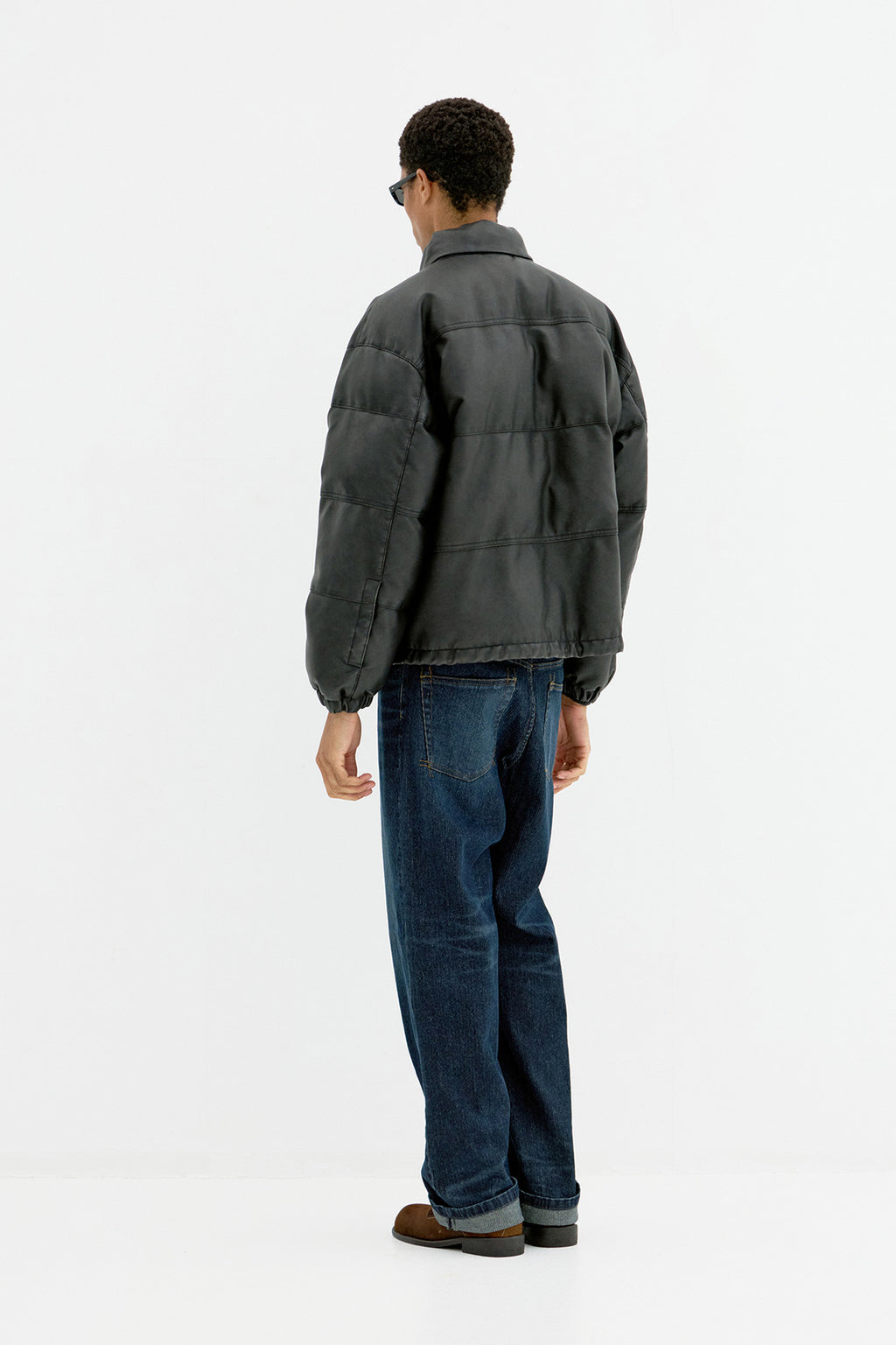 Coor - Fake Leather Wash Crop Down Puffer (Black) product image 4 | TRAB K-Fashion Australia