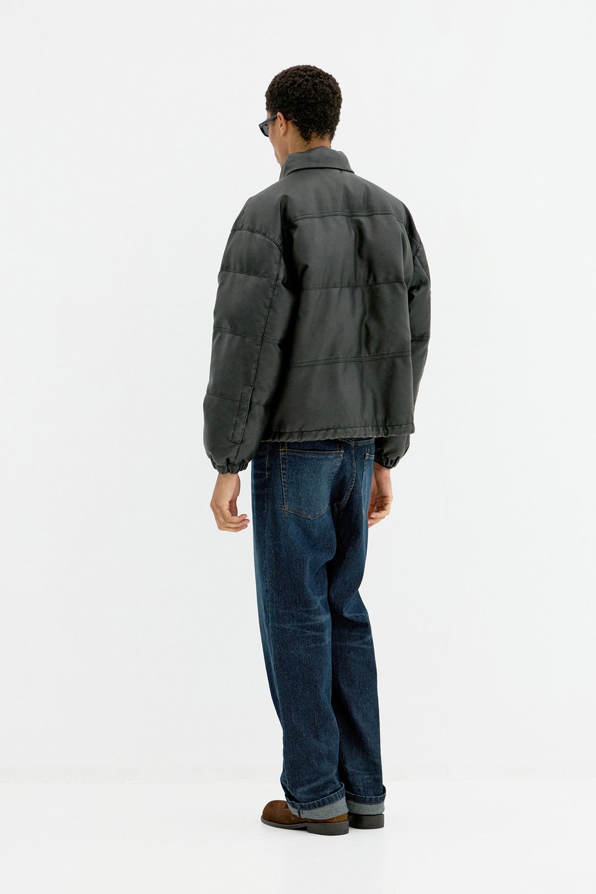 Coor - Fake Leather Wash Crop Down Puffer (Black) product image 4 | TRAB K-Fashion Australia