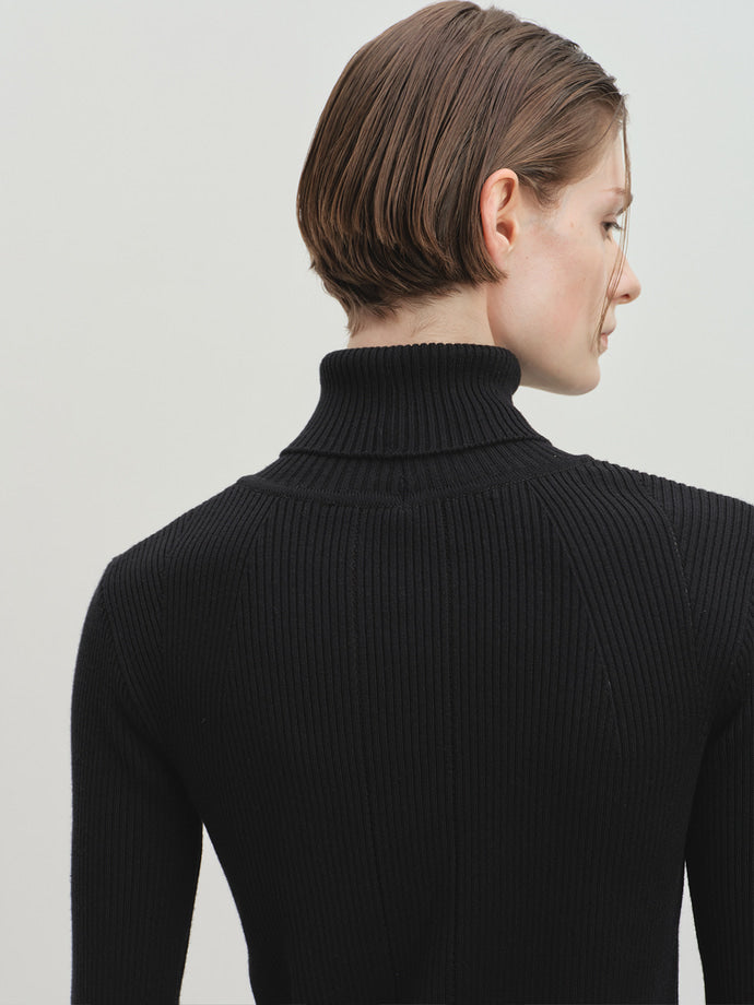 Tonywack - Slim-Fit Ribbed Turtleneck (Black) product image 1 | TRAB K-Fashion Australia