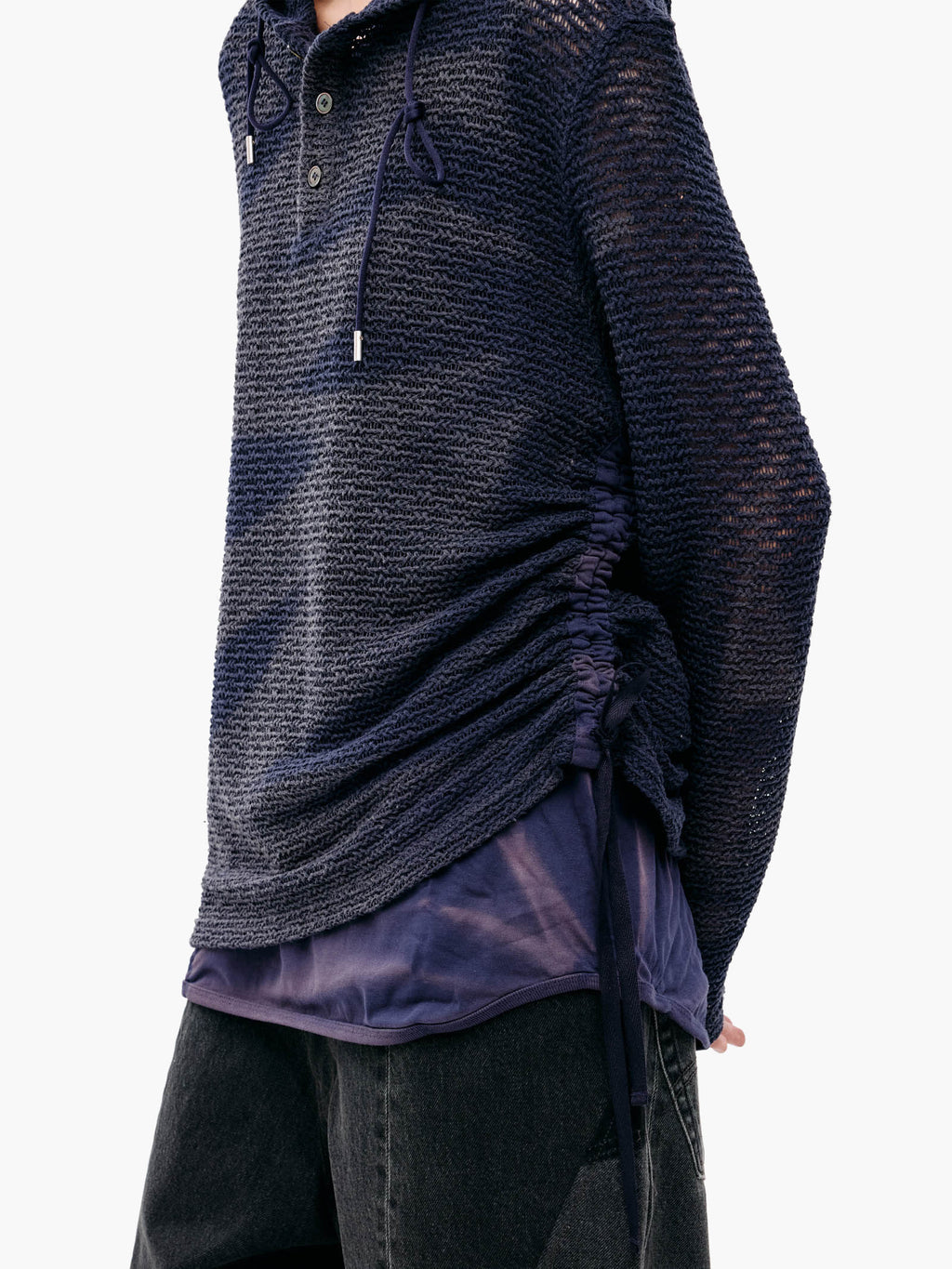 Jiyong Kim - Sun-Bleached Layered Net Hoodie (Purple) product image 9 | TRAB K-Fashion Australia