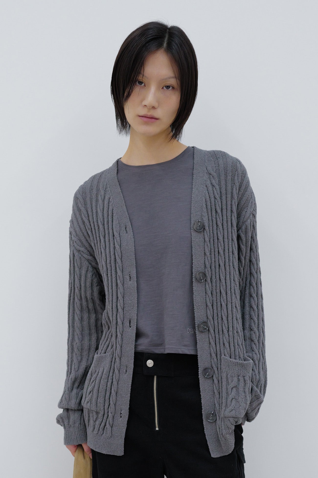 Deinet - Deinet Cable Cardigan (Charcoal) product image 7 | TRAB K-Fashion Australia