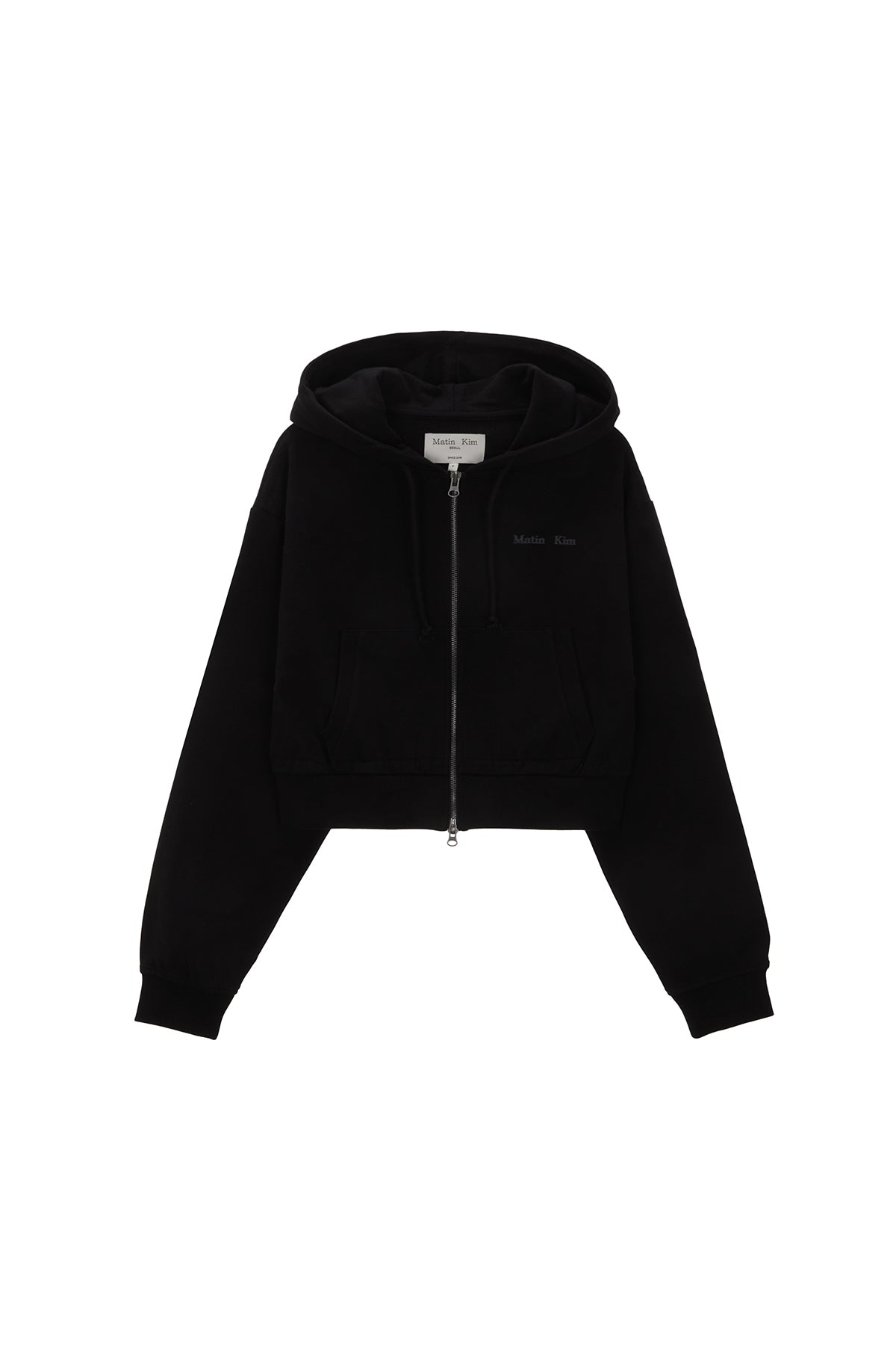 Matin Kim - String Detail Crop Hoody Zip Up (Black) product image 3 | TRAB K-Fashion Australia
