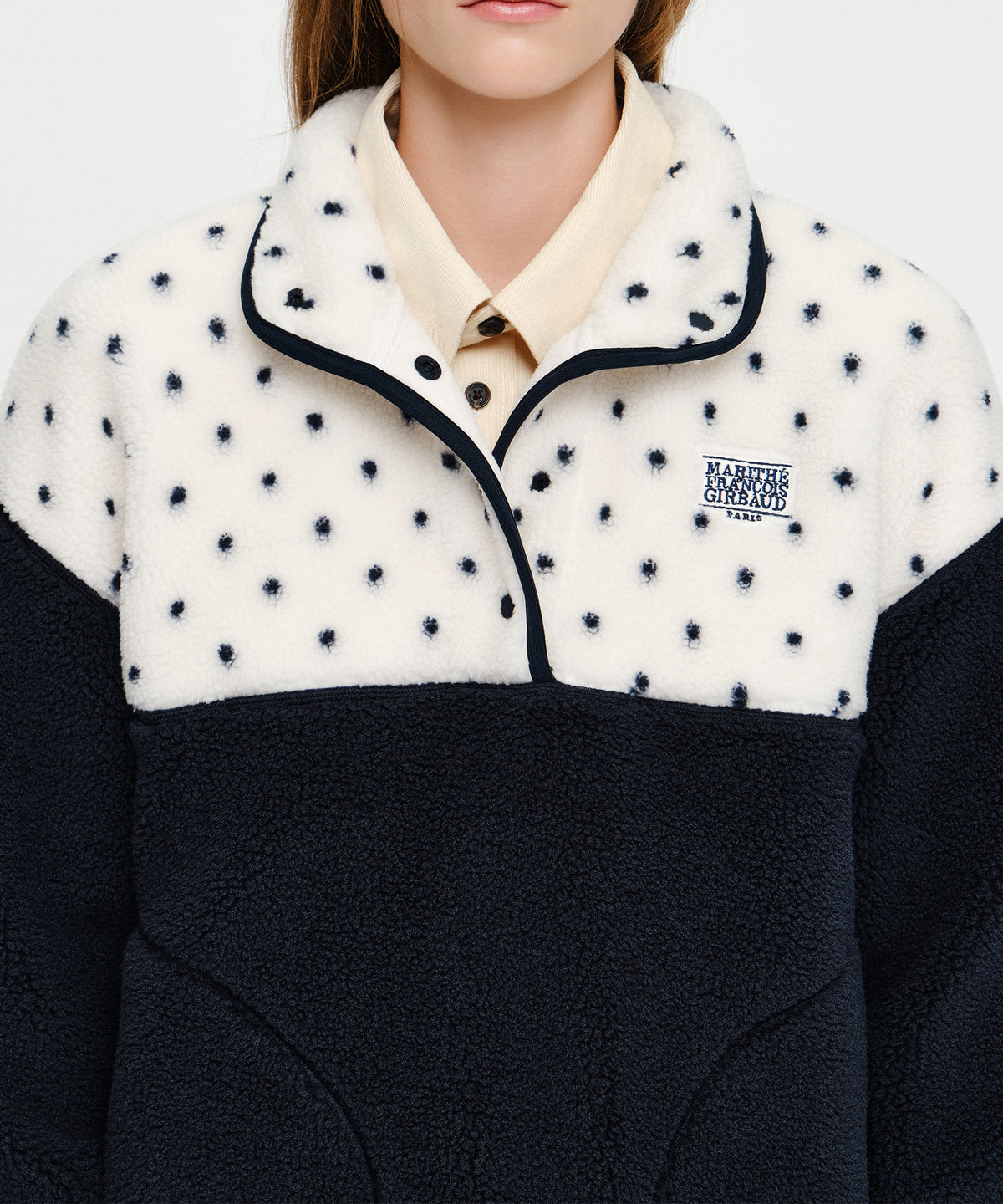 Marithe & Francois Girbaud - Doodle Classic Logo Dumble Fleece Anorak (Ivory) product image 5 | TRAB K-Fashion Australia