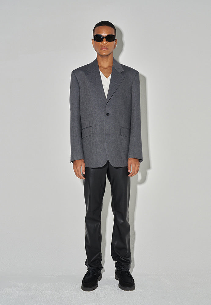 Tonywack - Relaxed Fit Tailored Blazer (Mid-Grey Herringbone) product image 1 | TRAB K-Fashion Australia