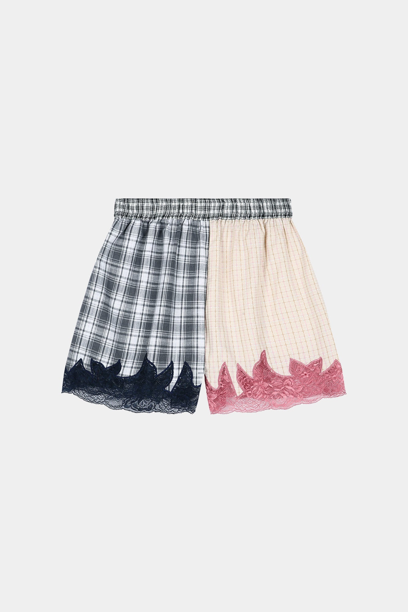 Andersson Bell - Lace & Check Embroidered Boxer Shorts (Pink/Navy) product image 9 | TRAB K-Fashion Australia