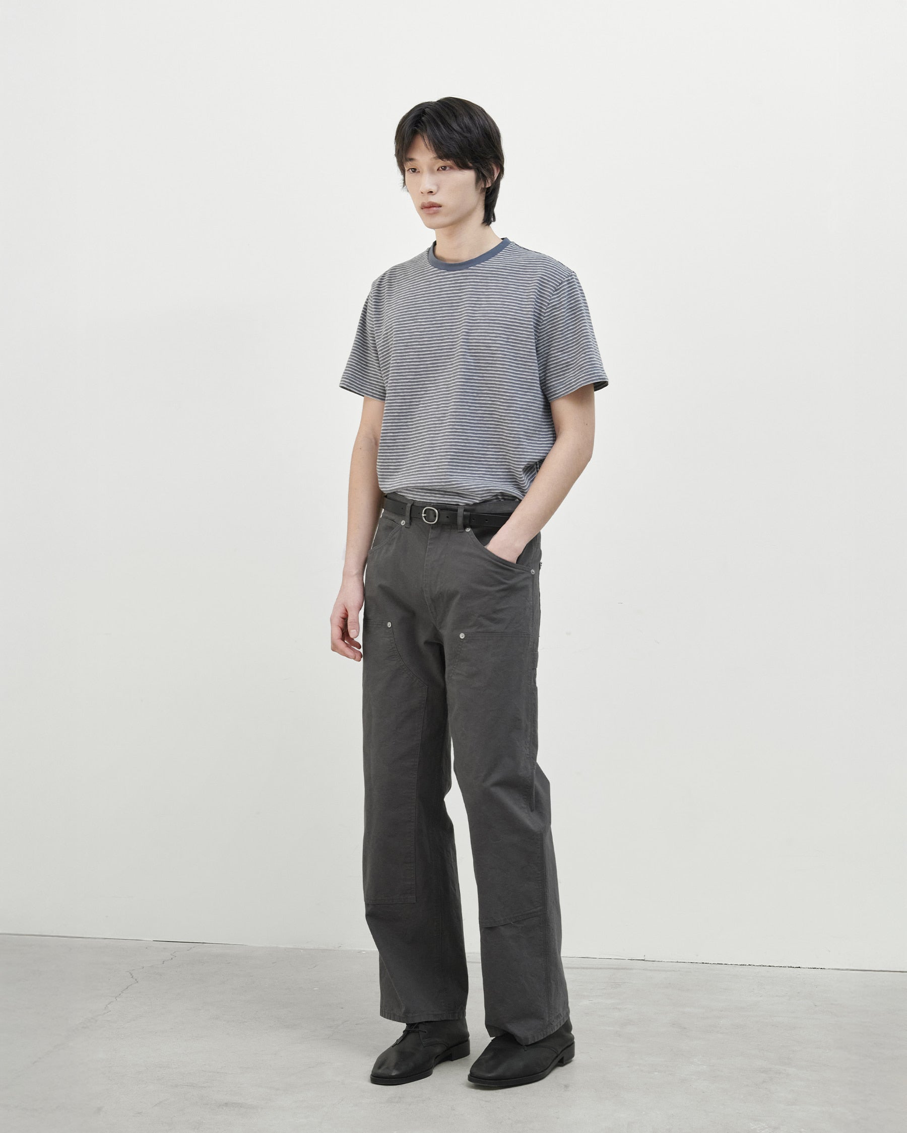 Brownyard - Waist Cut Stripe T Shirt (Blue) product image 1 | TRAB K-Fashion Australia