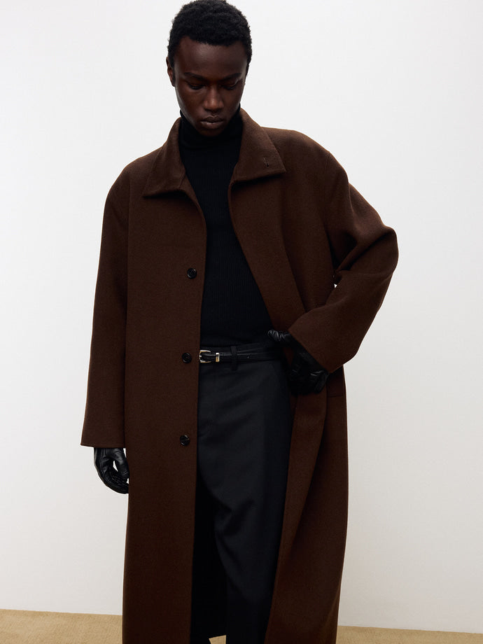 Tonywack - Hand-Made Wool Cashmere Stand-Collar Coat (Penny Brown) product image 1 | TRAB K-Fashion Australia