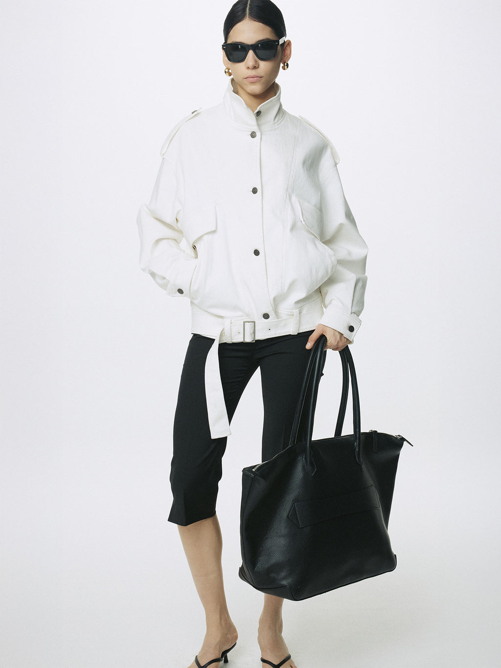 Tonywack - Oversized Denim Belted Jacket (Off White) product image 4 | TRAB K-Fashion Australia