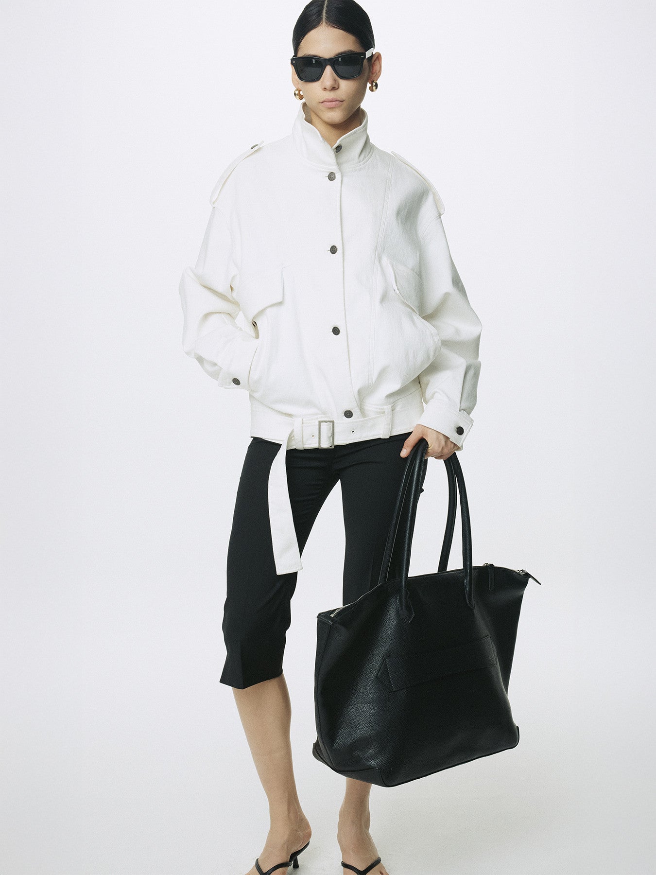 Tonywack - Oversized Denim Belted Jacket (Off White) product image 4 | TRAB K-Fashion Australia