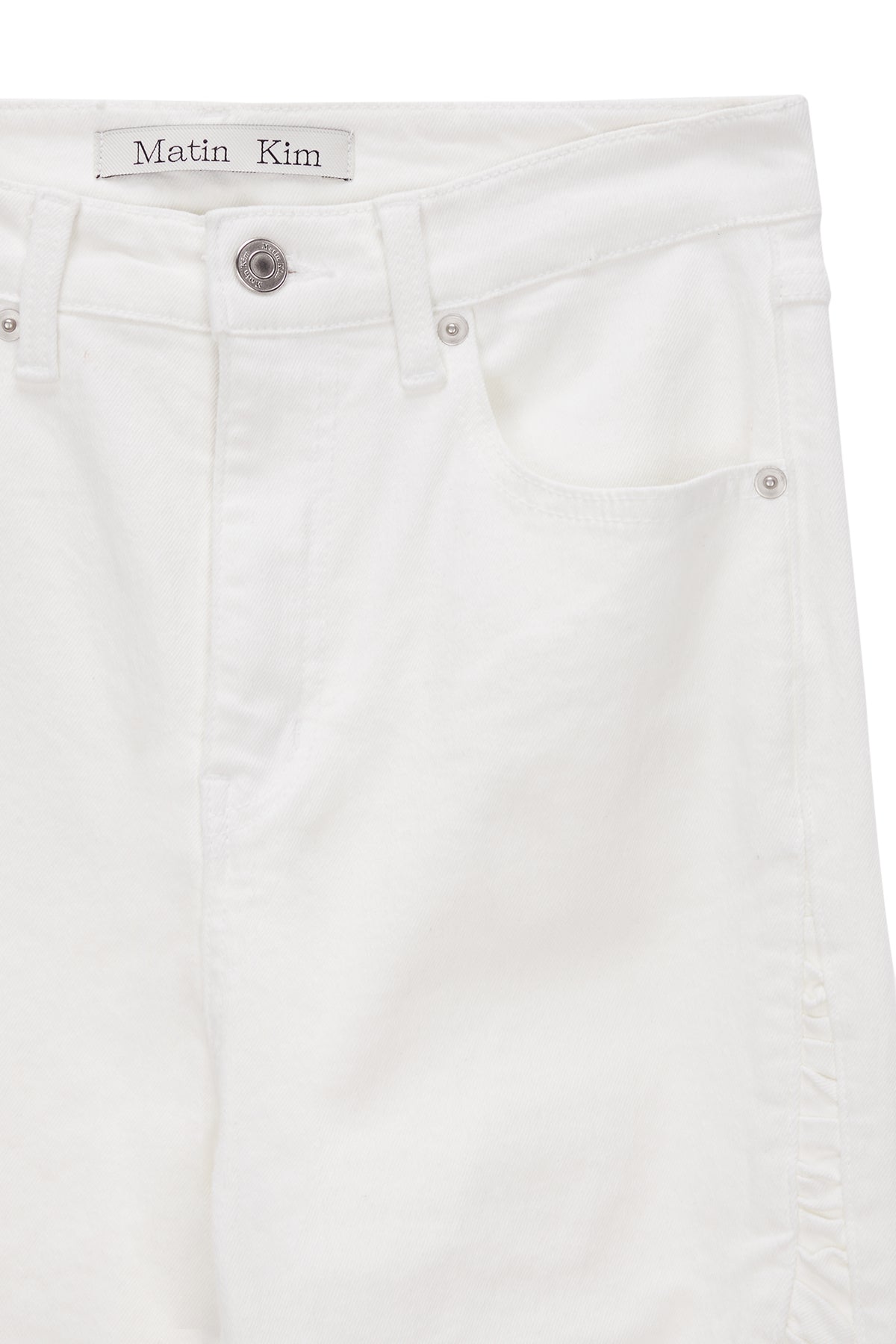 Matin Kim - Shirring Boots Cut Denim Pants (White) product image 3 | TRAB K-Fashion Australia