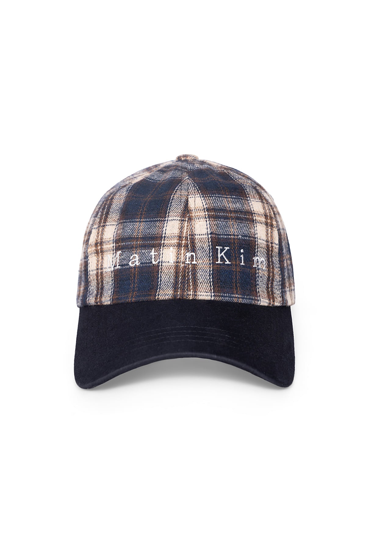 Matin Kim - Matin Contrast Brim Check Ball Cap (Navy) product image 1 | TRAB K-Fashion Australia