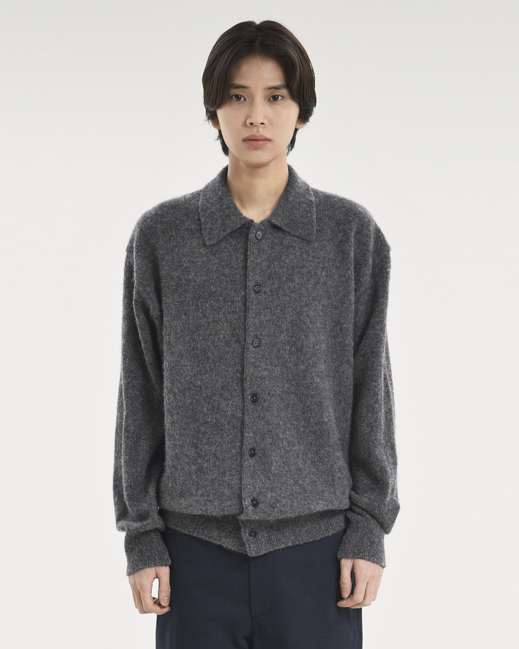 Brownyard - Alpaca Collar Cardigan (Charcoal) product image 1 | TRAB K-Fashion Australia
