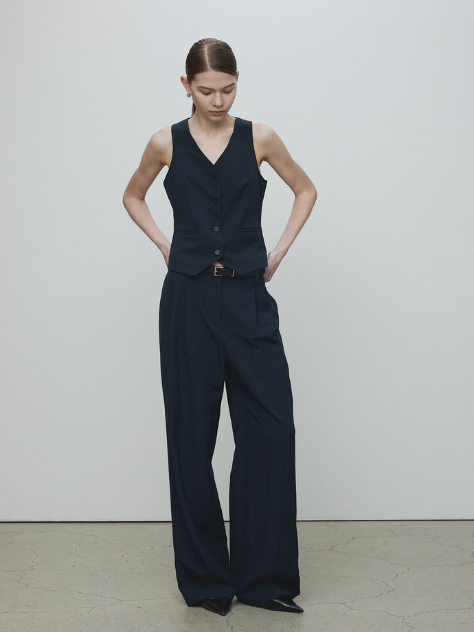 Tonywack - Linen Two Pleats Wide Pants (Navy) product image 4 | TRAB K-Fashion Australia
