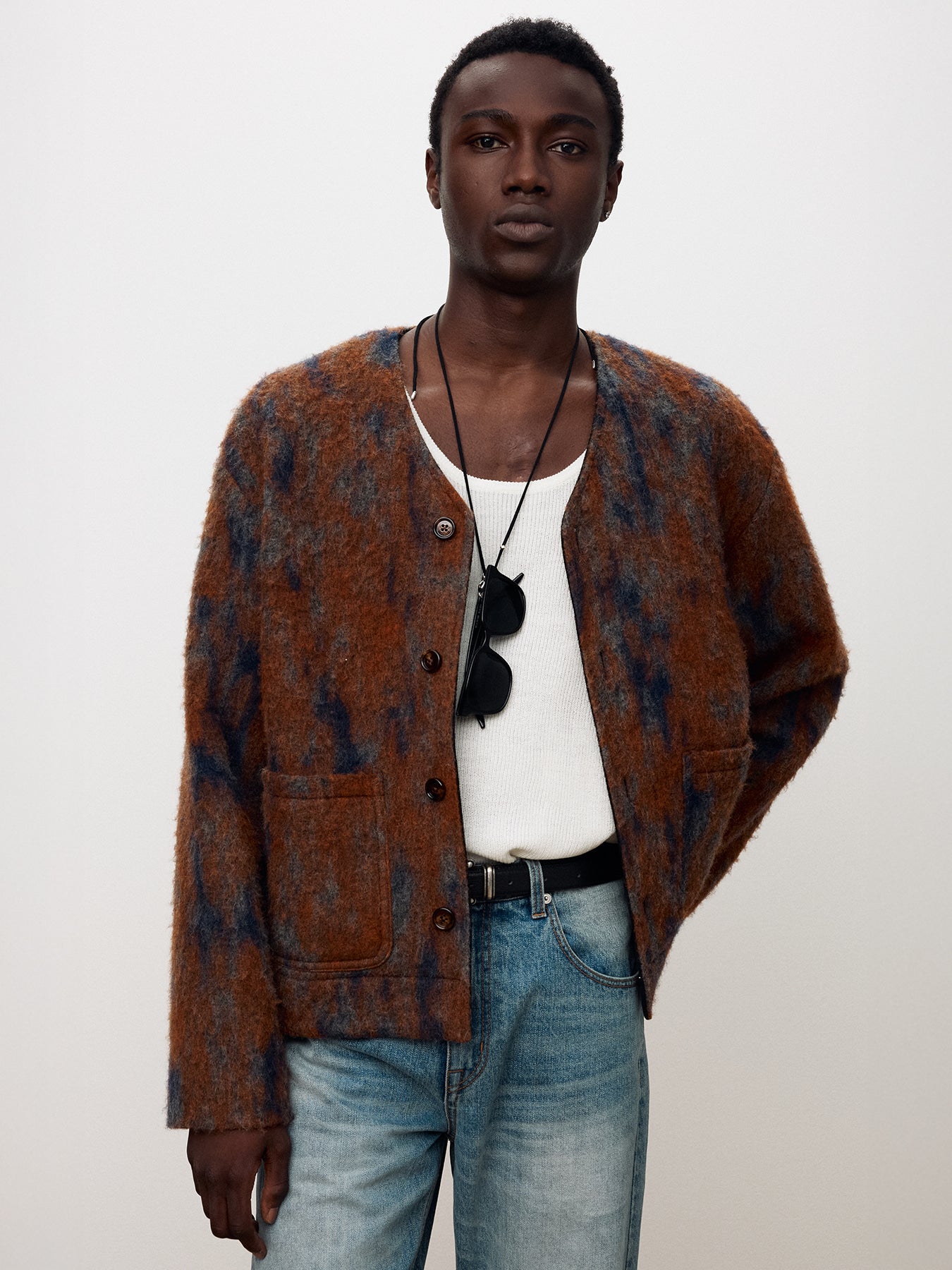 Tonywack - Mohair V-Neck Blouson Italian Fabric (Rust Orange) product image 1 | TRAB K-Fashion Australia