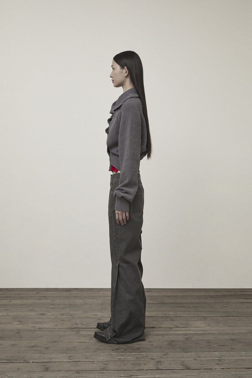 Matin Kim - Hook Point Two Way Cross Cardigan (Grey) product image 6 | TRAB K-Fashion Australia