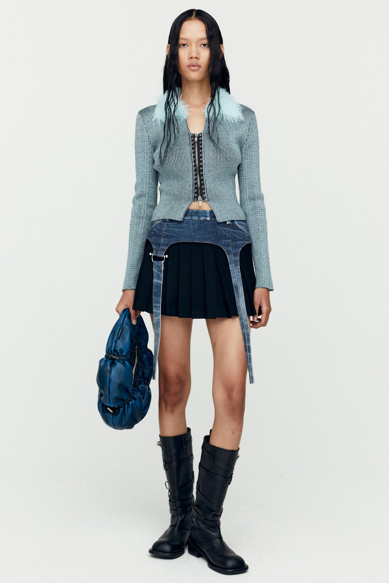 Andersson Bell - Dumpling Faux Leather Bag (Blue) product image 2 | TRAB K-Fashion Australia