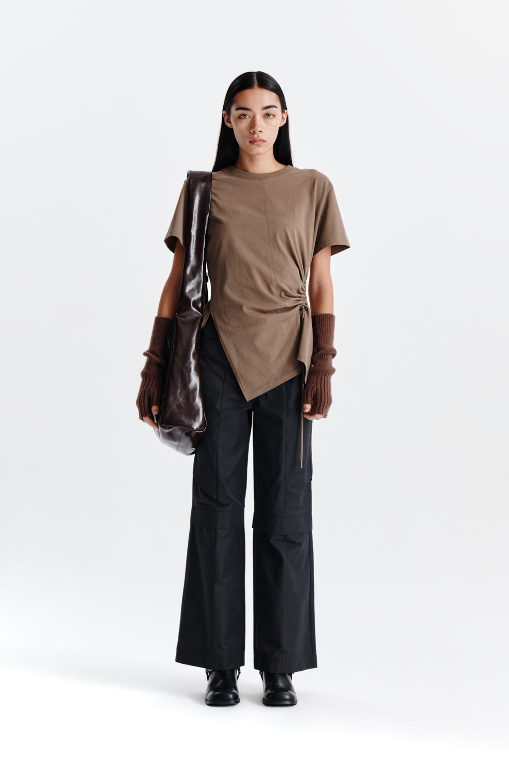 Matin Kim - Knee Point Tuck Wide Pants (Charcoal) product image 10 | TRAB K-Fashion Australia