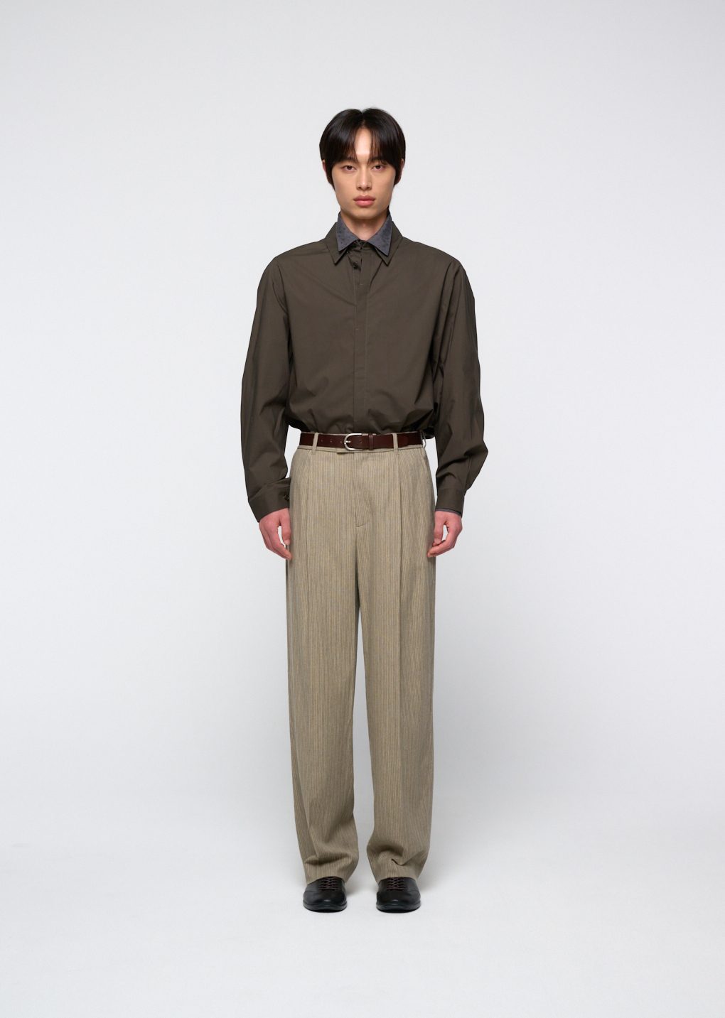 Amomento - Stripe wool straight pants (Beige) product image 2 | TRAB K-Fashion Australia