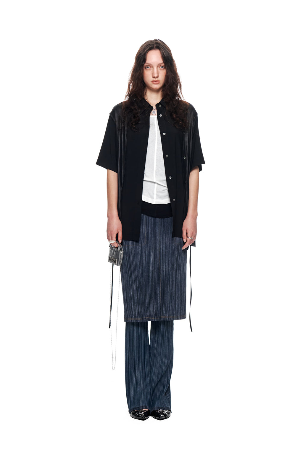 Matin Kim - Pleats Stitch Layered Skirt (Navy) product image 10 | TRAB K-Fashion Australia