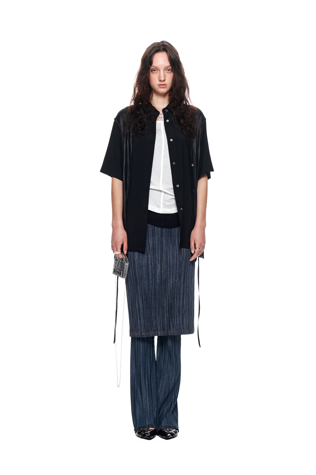 Matin Kim - Pleats Stitch Layered Skirt (Navy) product image 10 | TRAB K-Fashion Australia