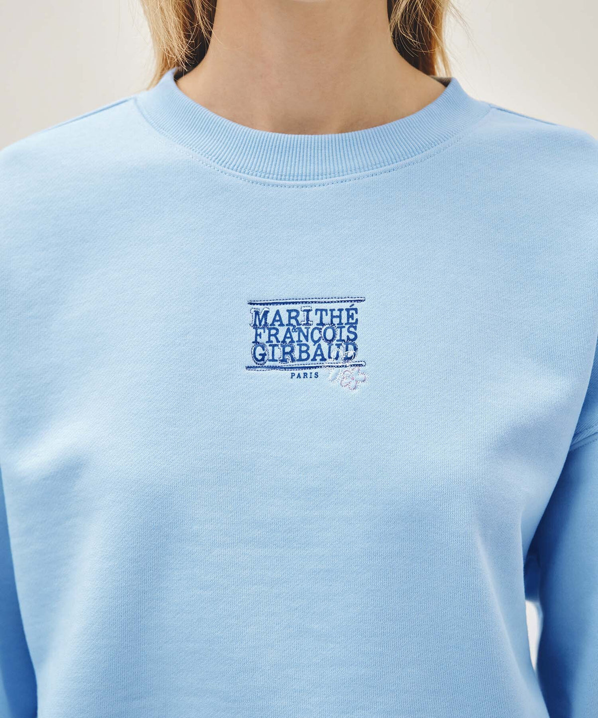 Marithe & Francois Girbaud - Flower Classic Logo Crop Sweatshirt (Sky Blue) product image 4 | TRAB K-Fashion Australia
