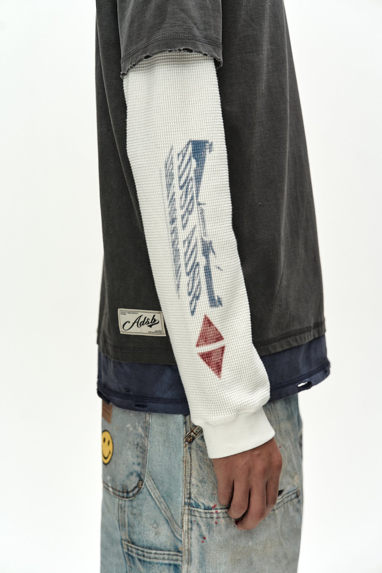 Andersson Bell - Distress Layered Long Sleeve T-Shirt (charcoal) (Charcoal) product image 7 | TRAB K-Fashion Australia