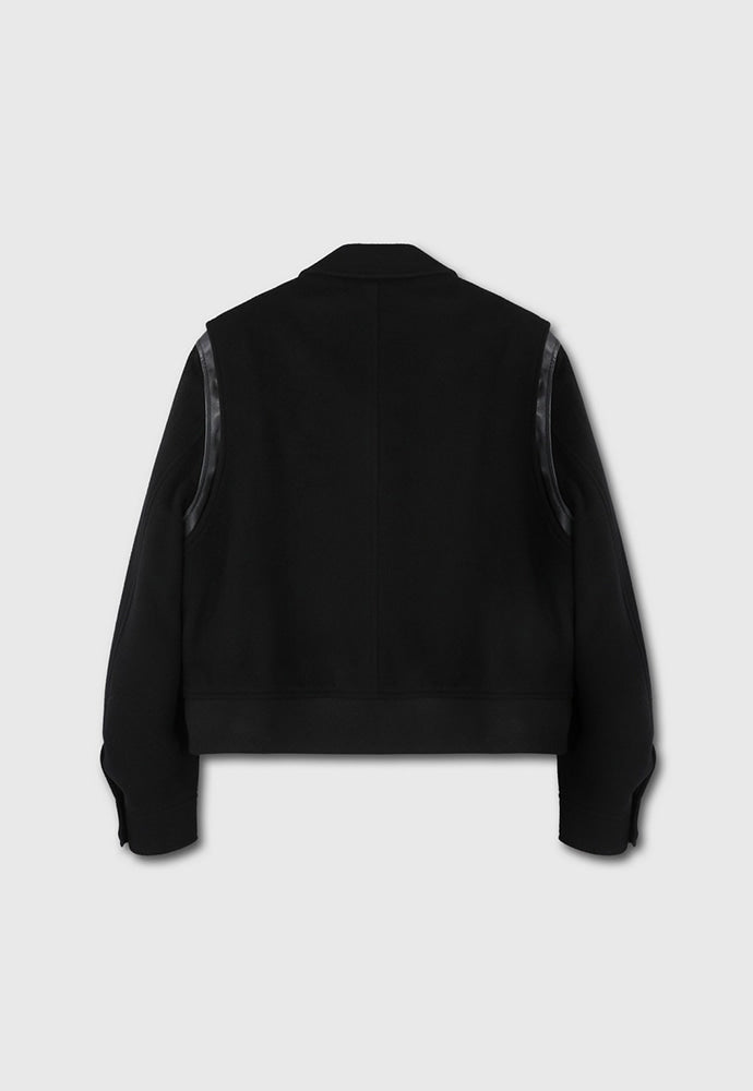 Tonywack - Leather-Trimmed Cropped Bomber Jacket (Black) product image 10 | TRAB K-Fashion Australia