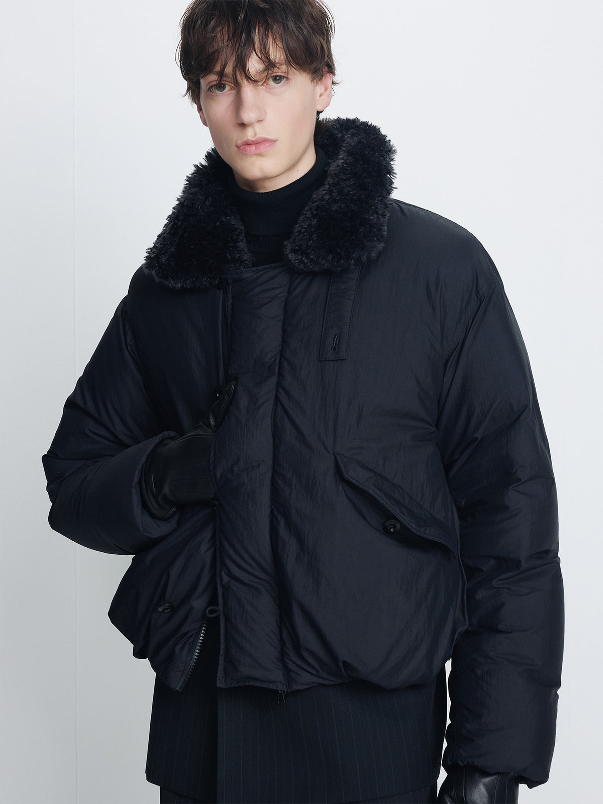 Tonywack - Shearling Collar Puffer Blouson (Black) product image 4 | TRAB K-Fashion Australia