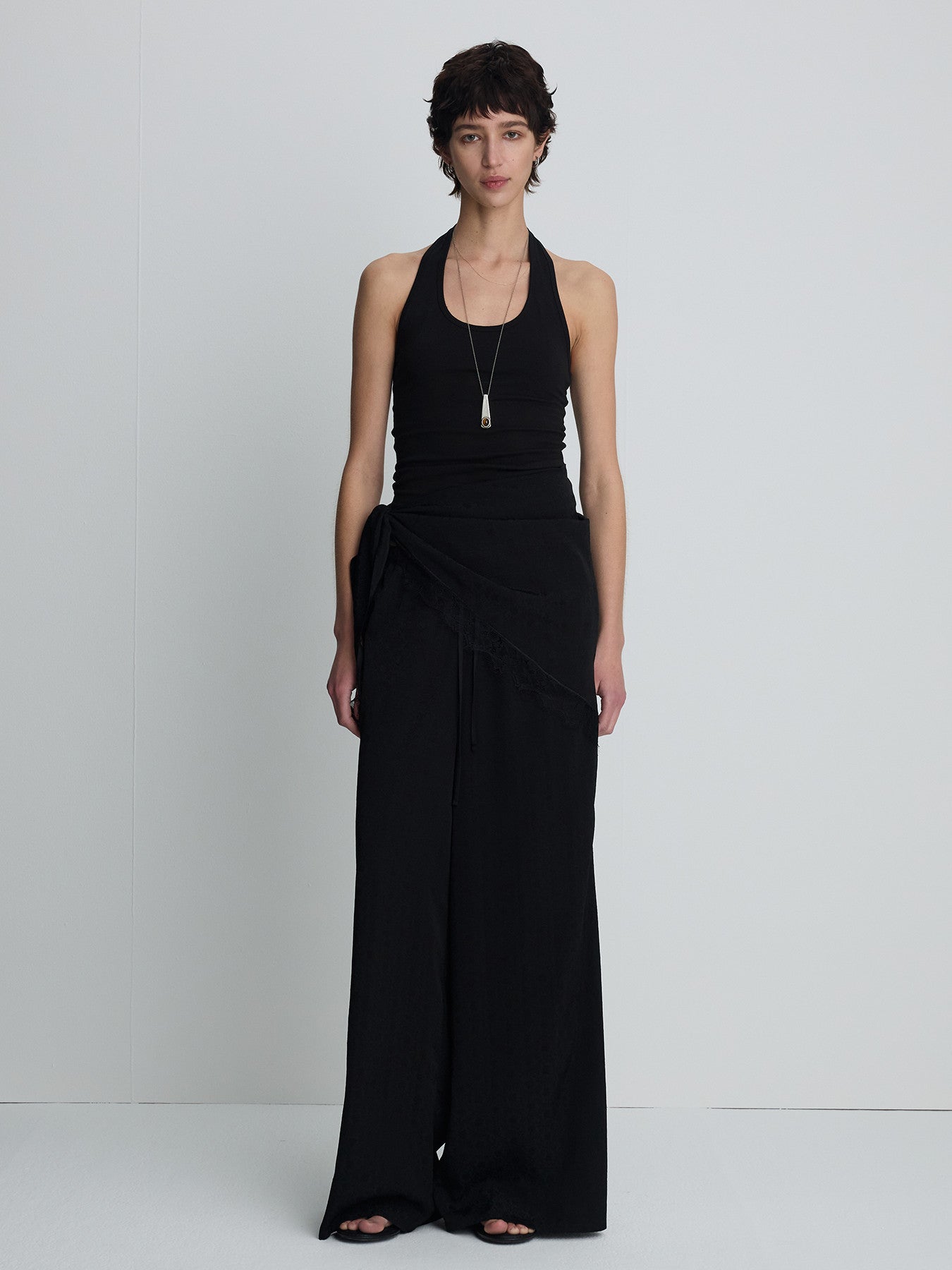 Tonywack - Jacquard Wrap Loose Fit Pants (Black) product image 1 | TRAB K-Fashion Australia