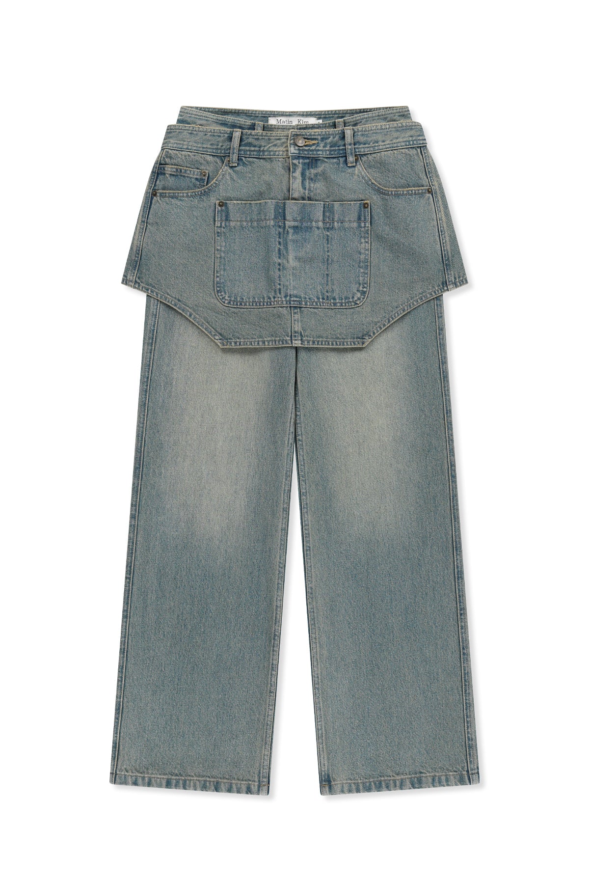 Matin Kim - Apron Layered Denim Pants (Blue) product image 1 | TRAB K-Fashion Australia