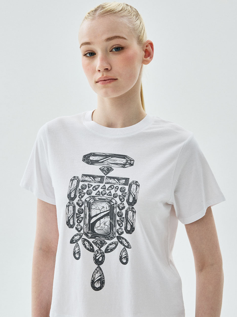 Mardi Mercredi - Slim Tshirt Bijou (White Grey) product image 1 | TRAB K-Fashion Australia