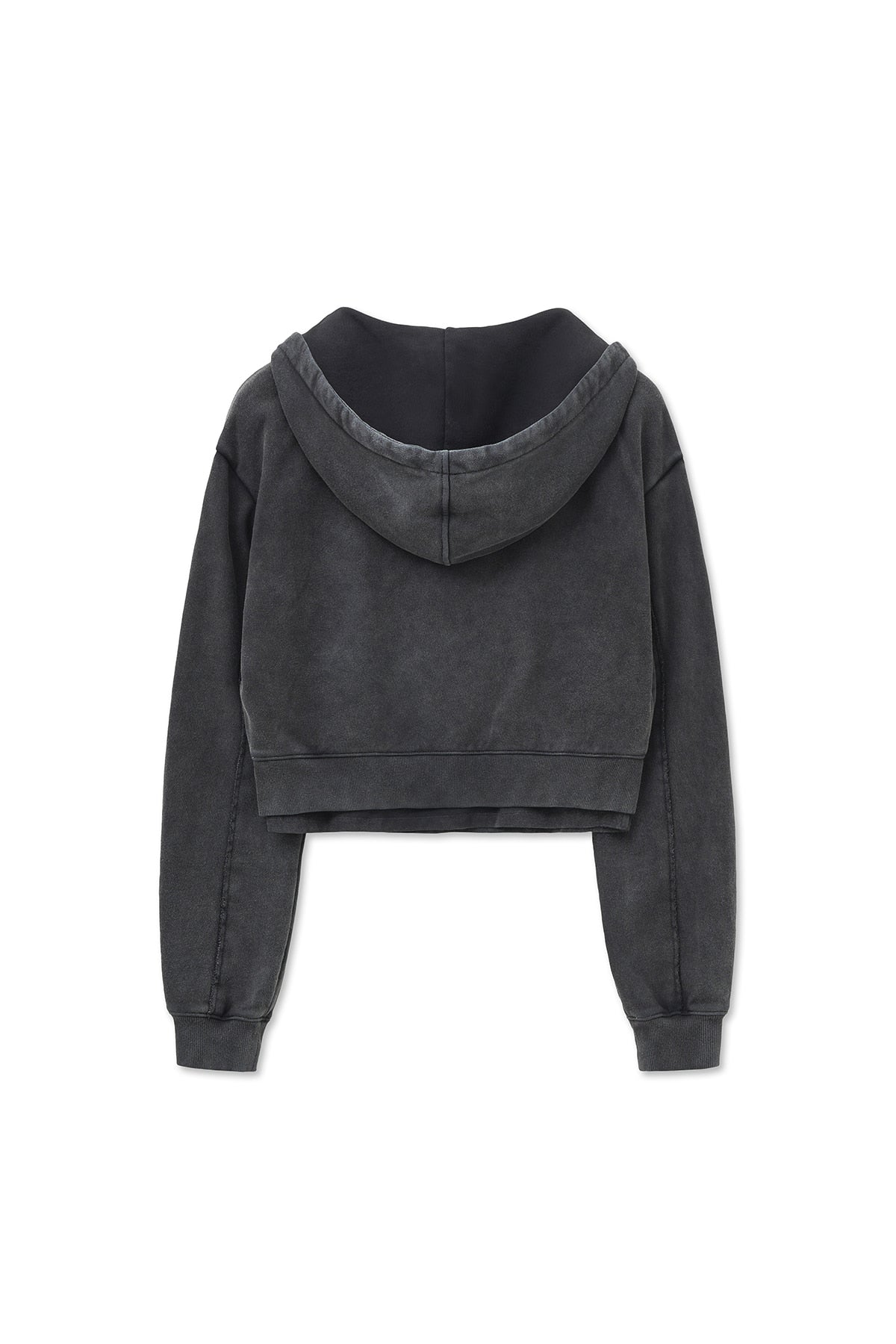 Matin Kim - Washed Layered Crop Hoody (Charcoal) product image 3 | TRAB K-Fashion Australia