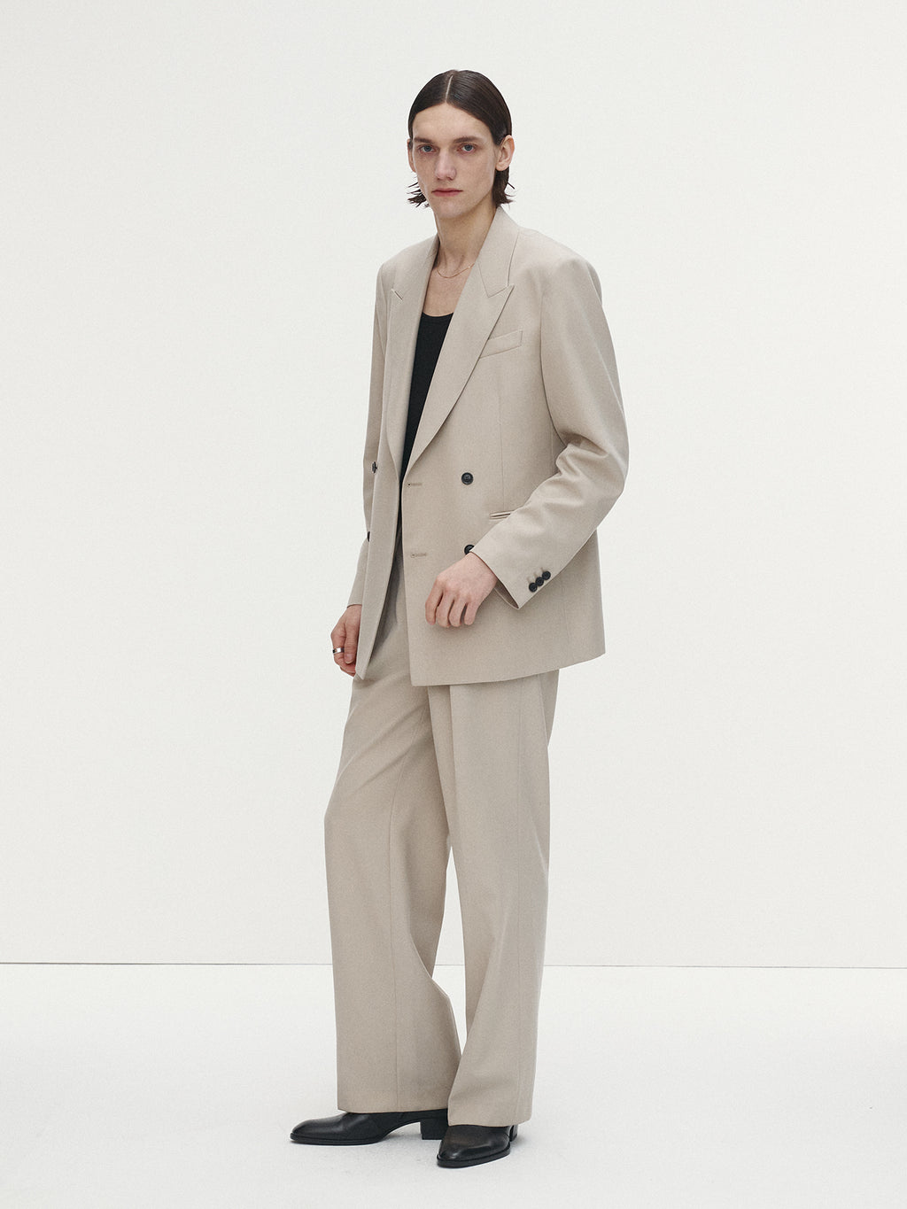 Tonywack - Wool Twill Double-Breasted Tailored Blazer (Ivory) product image 2 | TRAB K-Fashion Australia