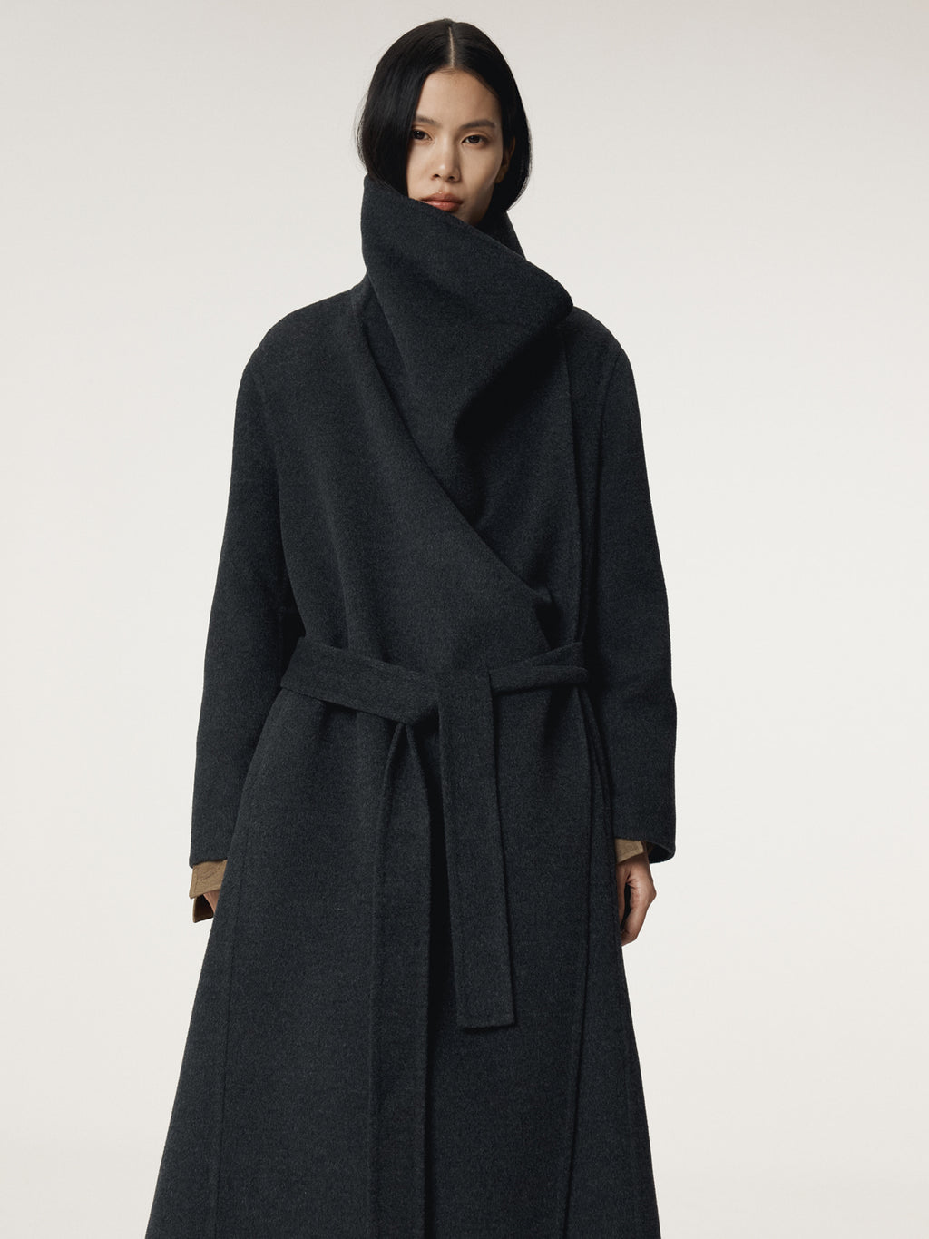 Recto - Cashmere Blend Draped Coat (Charcoal Grey) product image 5 | TRAB K-Fashion Australia