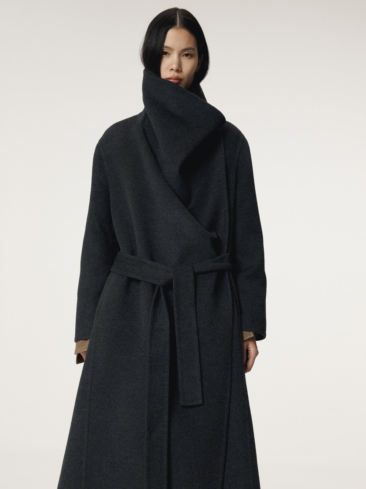 Recto - Cashmere Blend Draped Coat (Charcoal Grey) product image 5 | TRAB K-Fashion Australia