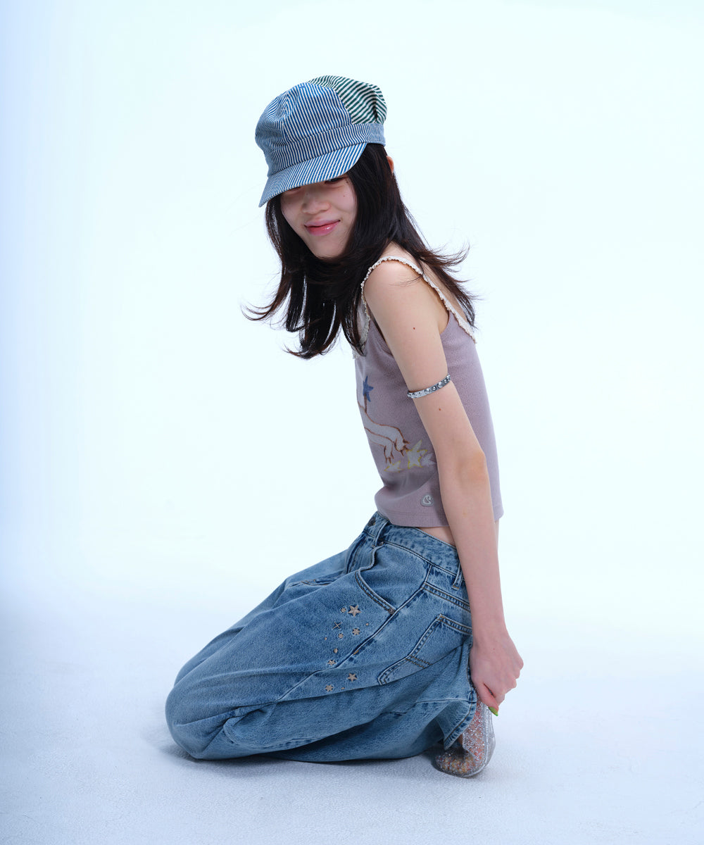Coyseio - Striped Pintuck Puff Cap (Green) product image 2 | TRAB K-Fashion Australia