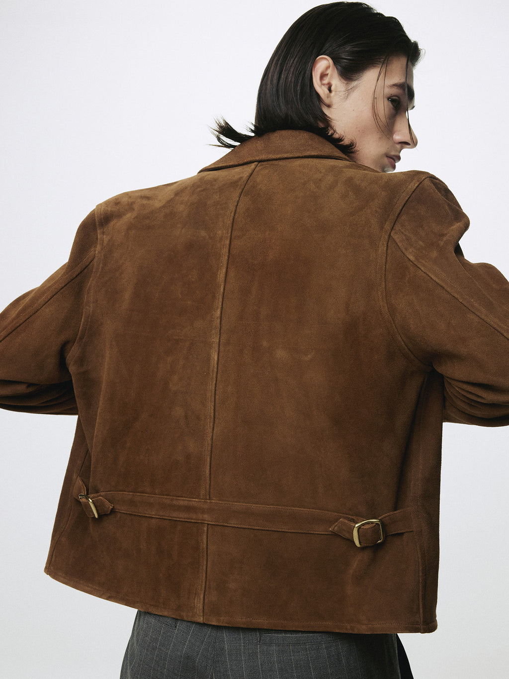 Tonywack - Goat Suede Buckle Zip Jacket (Camel Brown) product image 8 | TRAB K-Fashion Australia