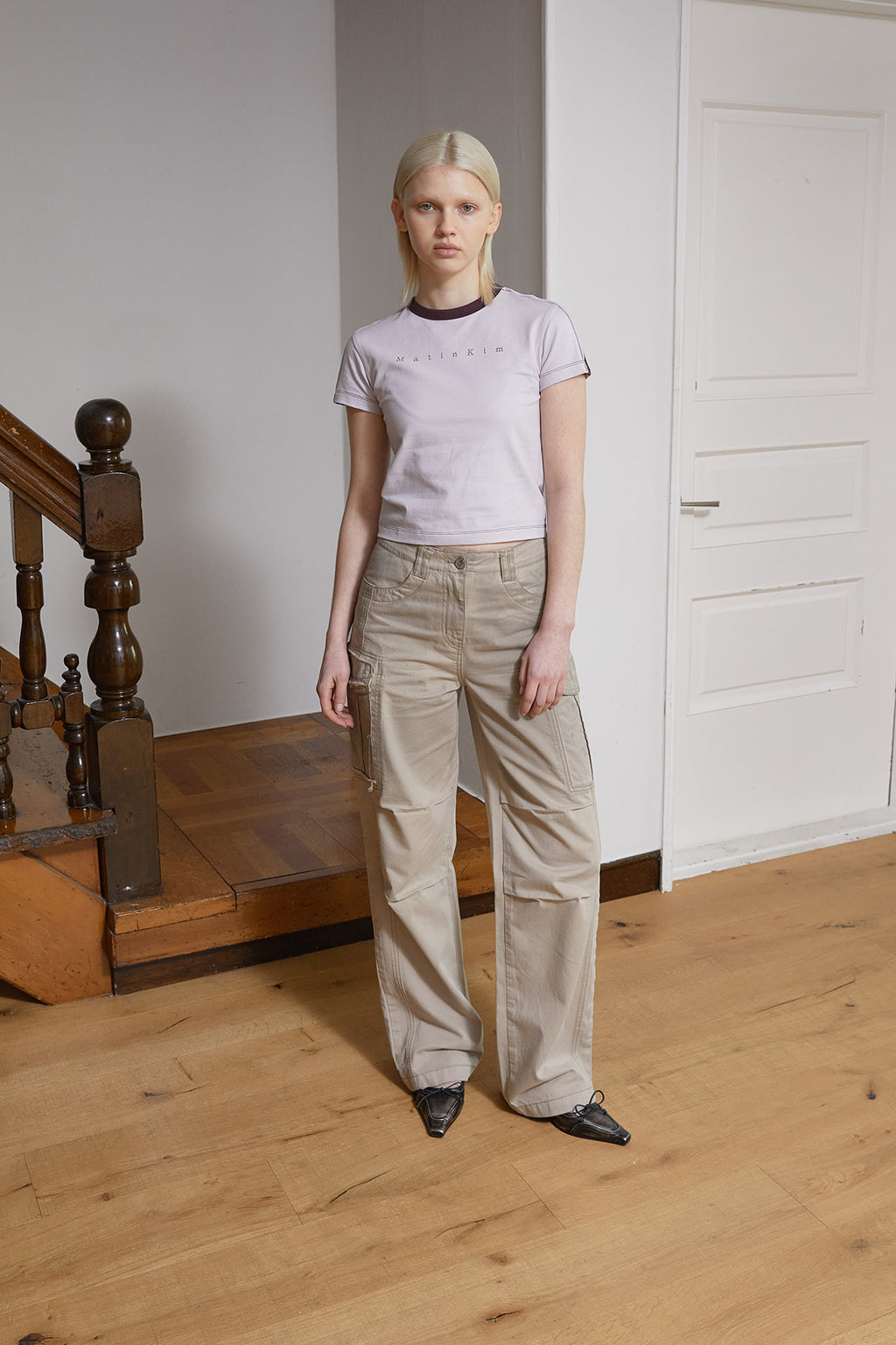 Matin Kim - Color Line Point Logo Crop Top (Lilac) product image 11 | TRAB K-Fashion Australia