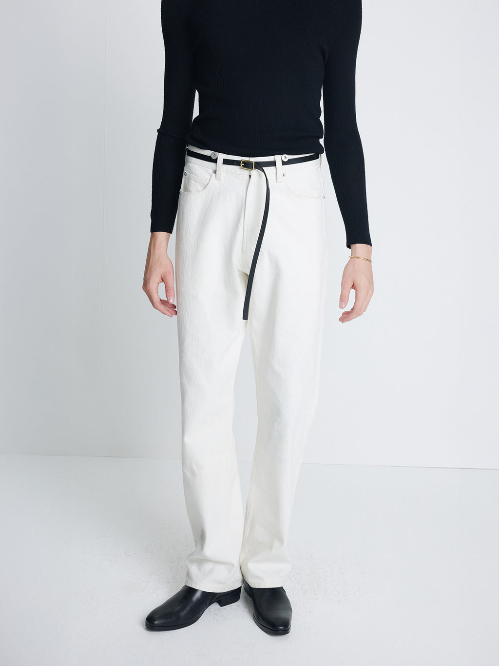 Tonywack - Loose Straight Buckle-Back Jeans (Ecru) product image 1 | TRAB K-Fashion Australia