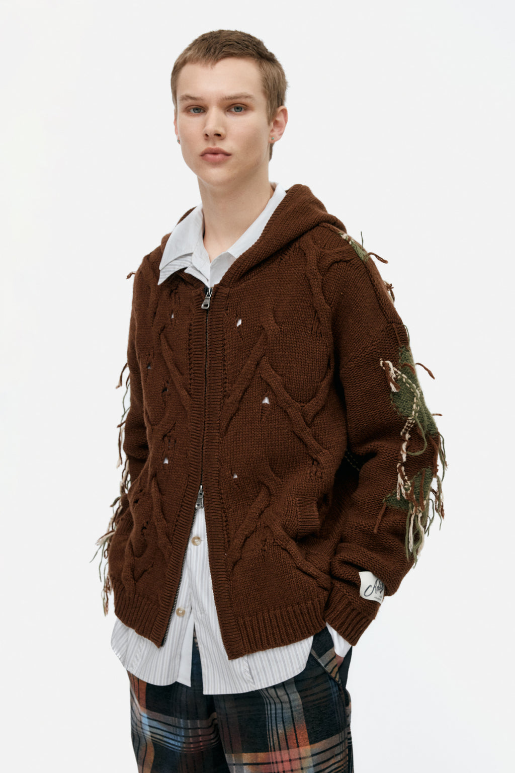 Andersson Bell - Unisex Argyle Fisherman Hood Zip-Up (Brown) product image 4 | TRAB K-Fashion Australia