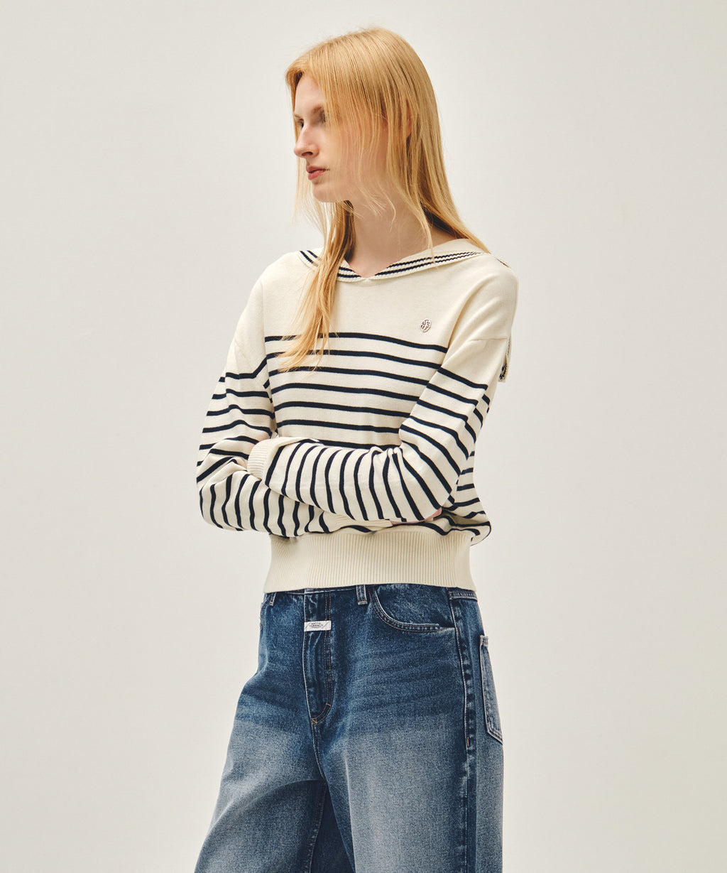 Marithe & Francois Girbaud - Sailor Knit Pullover (Ivory) product image 1 | TRAB K-Fashion Australia